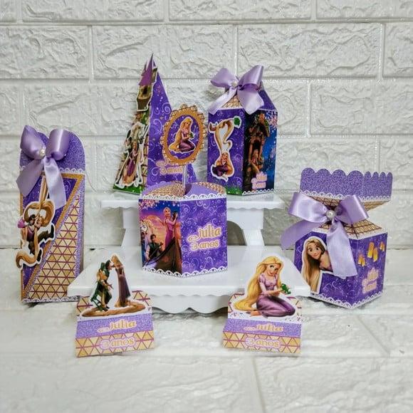 Kit 75 Peças Lembrancinhas Personalizadas Enrolados Rapunzel