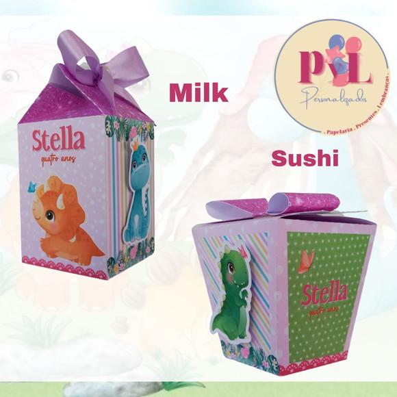 Kit: 110 Peças Lembrancinhas Personalizadas Dinossauro Rosa