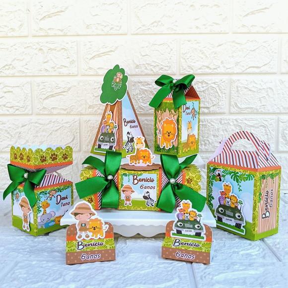 Kit: 145 Peças Lembrancinhas Personalizadas Safari Menino