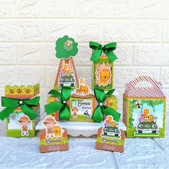 Kit: 145 Peças Lembrancinhas Personalizadas Safari Menino