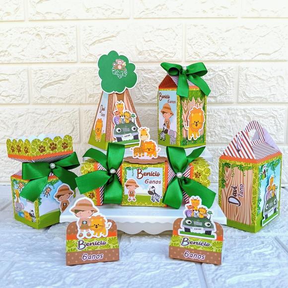 Kit: 145 Peças Lembrancinhas Personalizadas Safari Menino