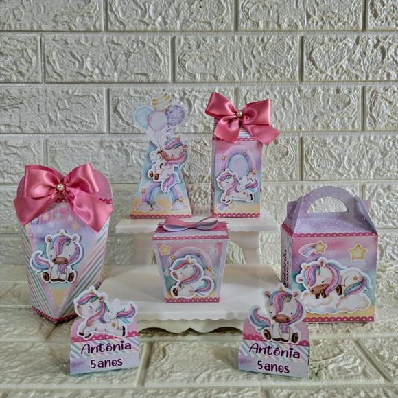 Kit: 20 Caixas Personalizadas Unicornio