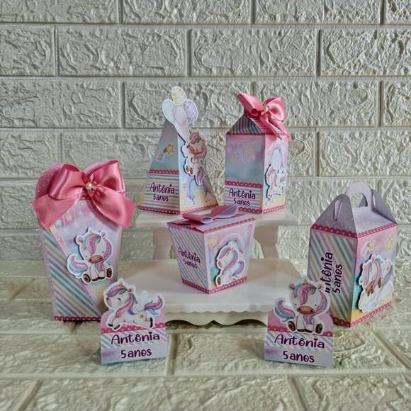 Kit: 30 Caixas Personalizadas Unicornio