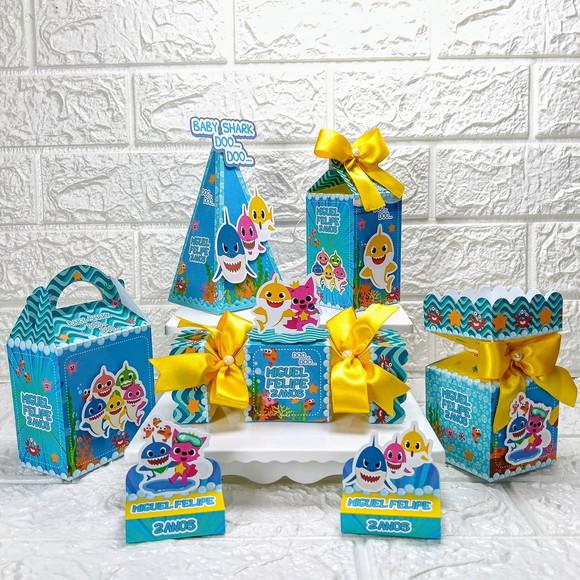 Kit: 75 Peças Lembrancinhas Personalizadas Baby Shark