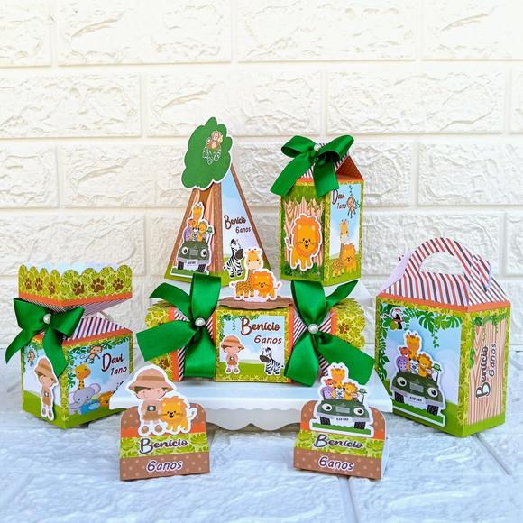 Kit: 75 Peças Lembrancinhas Personalizadas Safari Menino