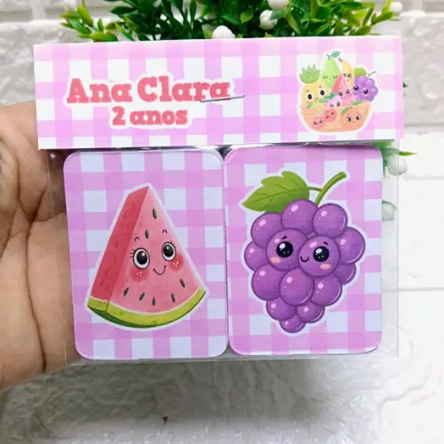 Kit 10 Lembrancinhas Jogo da Memória Frutas Aquarelado