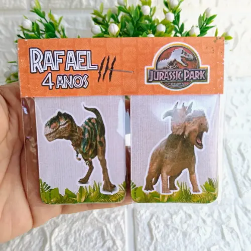 Kit 10 Lembrancinhas Jogo da Memória Jurasic Park