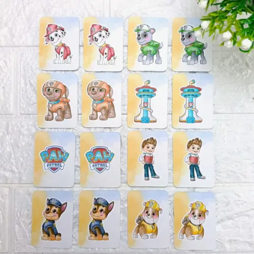 Kit 10 Lembrancinhas Jogo da Memória Patrulha Canina Aquarel