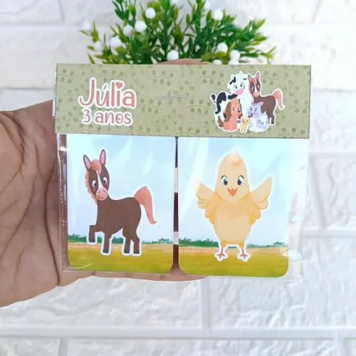 Kit 10 Lembrancinhas Jogo da Memória Personalizado Animais