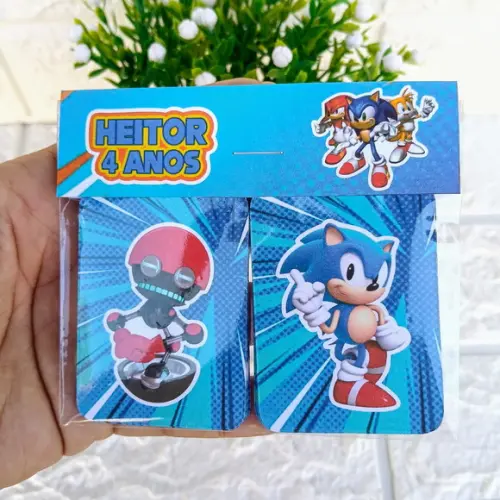 Kit 10 Lembrancinhas Jogo da Memória Sonic