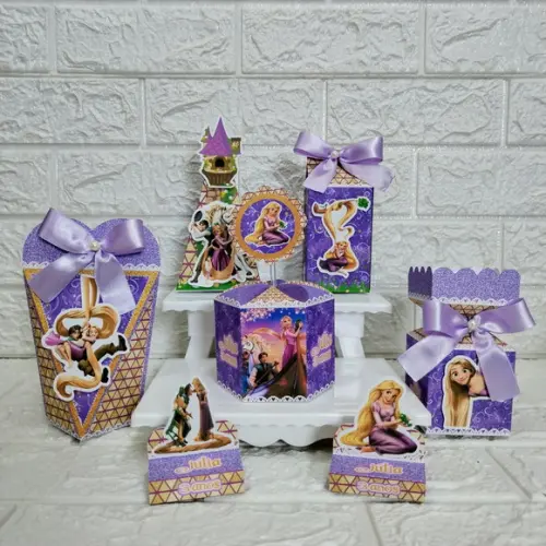 Kit 110 Peças Lembrancinha Personalizadas Enrolados Rapunzel