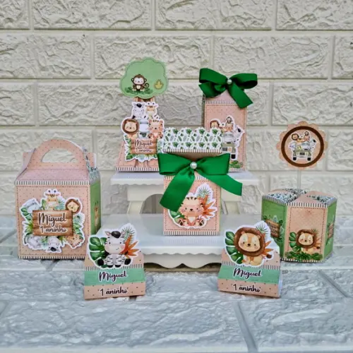 Kit 110 Peças Lembrancinhas Personalizadas Safari Aquarelado