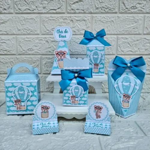 Kit 110 Peças Lembrancinhas Personalizadas Ursinho Baloeiro