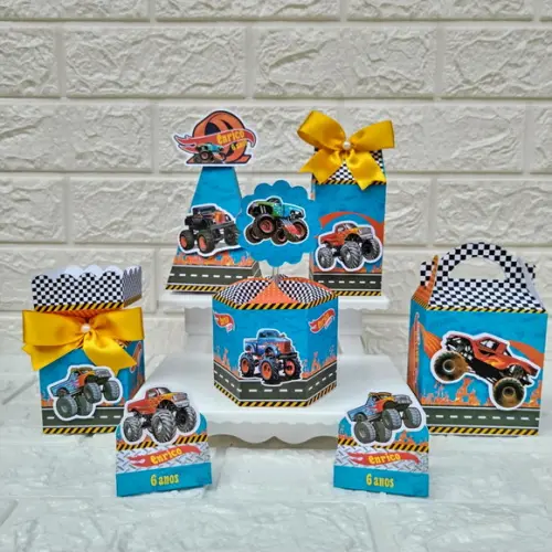 Kit 145 Peças Lembrancinhas Hotwheels Monster Trucks