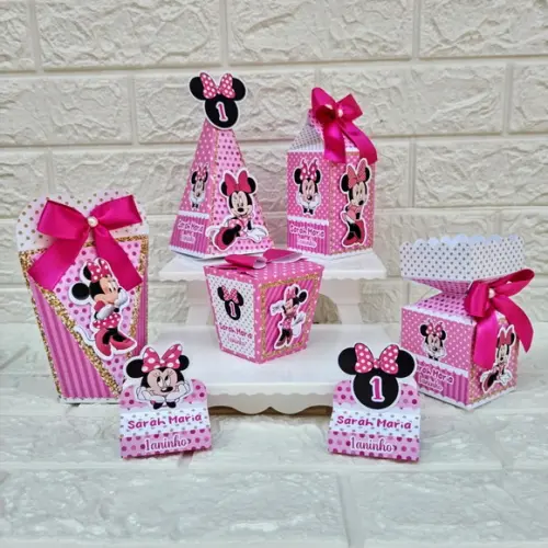 Kit 145 Peças Lembrancinhas Personalizadas Minnie Rosa
