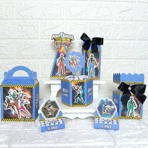 Kit 145 Peças Lembrancinhas Power Rangers Dino Fury Menino