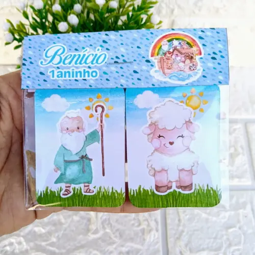 Kit 15 Lembrancinhas Jogo da Memória Arca de Noe Personaliza