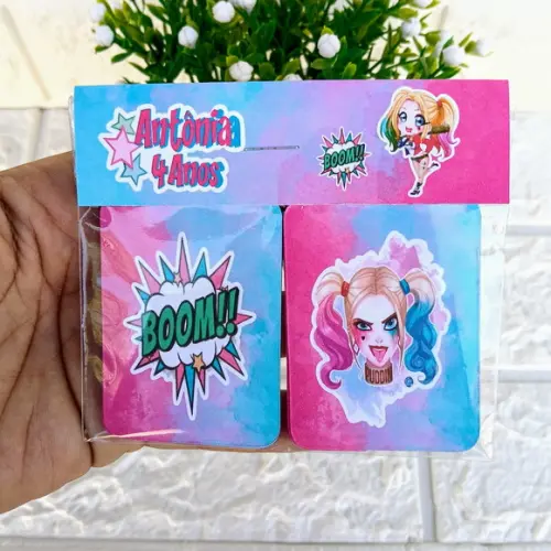 Kit 15 Lembrancinhas Jogo da Memória Personalizado Arlequina