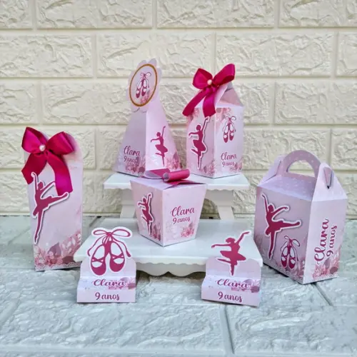 Kit 20 Caixas Lembrancinhas Bailarina Ballet Silueta