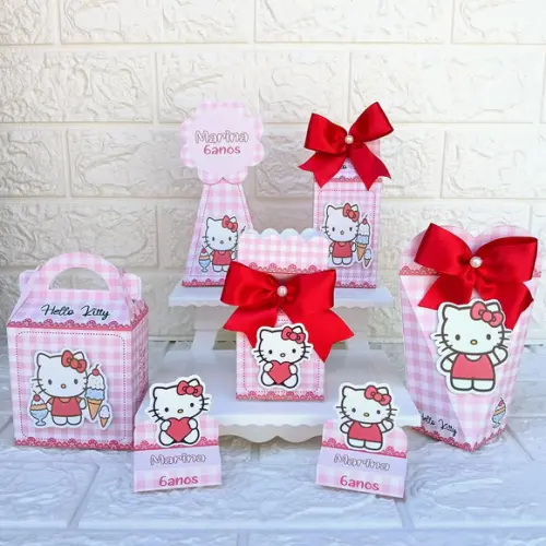 Kit 20 Caixas Lembrancinhas Personalizadas Hello Kitty