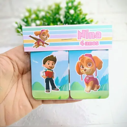 Kit 20 Lembrancinhas Jogo da Memória Patrulha Canina Menina