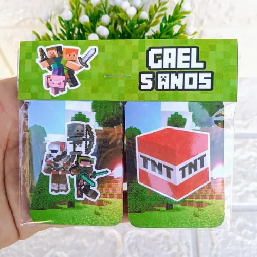 Kit 20 Lembrancinhas Jogo da Memória Personalizado Minecraft