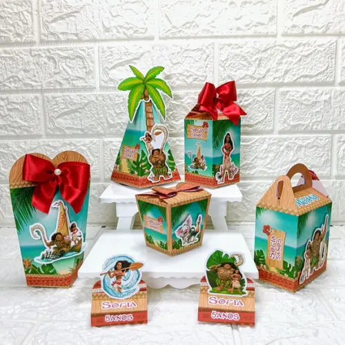 Kit 25 Caixas Lembrancinhas Personalizadas Moana