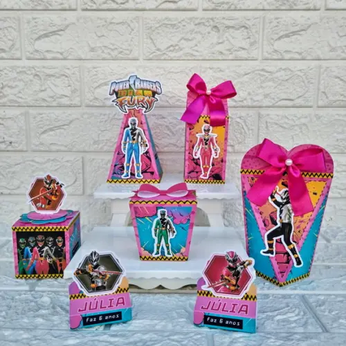 Kit 25 Caixas Lembrancinhas Personalizadas Power Rangers Ros