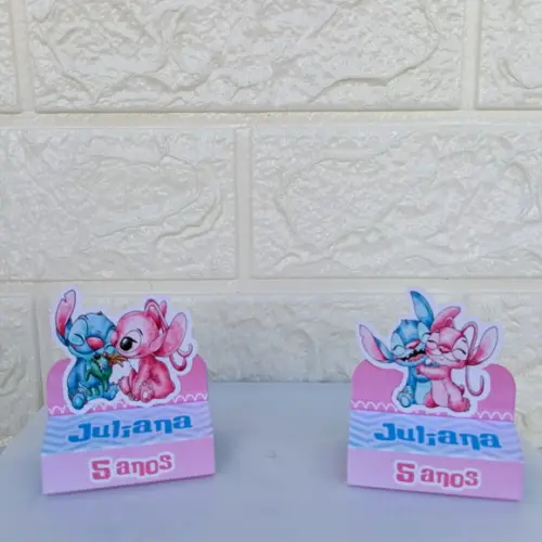Kit 25 Caixas Lembrancinhas Personalizadas Stitch e Angel
