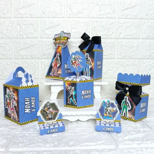 Kit 25 Caixas Lembrancinhas Power Rangers Dino Fury Menino