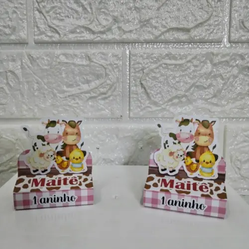 Kit 30 Caixas Lembrancinhas Personalizadas Fazendinha Rosa