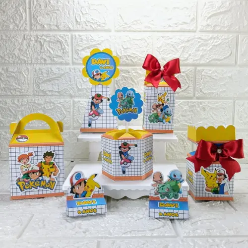 Kit 30 Caixas Lembrancinhas Personalizadas Pokemon