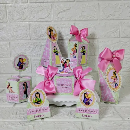 Kit 30 Caixas Lembrancinhas Personalizadas Tema Mulan
