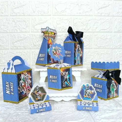 Kit 30 Caixas Lembrancinhas Power Rangers Dino Fury Menino
