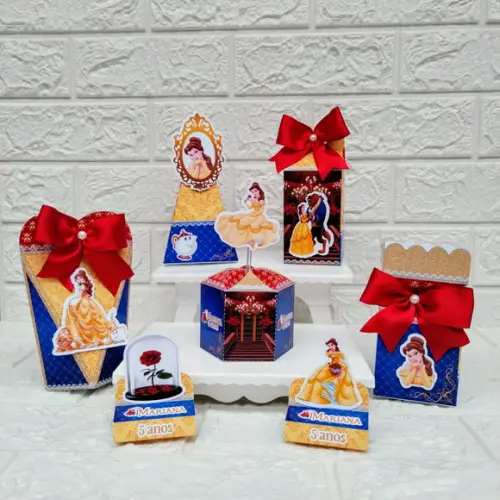 Kit 30 Peças Lembrancinhas Personalizadas a Bela e a Fera