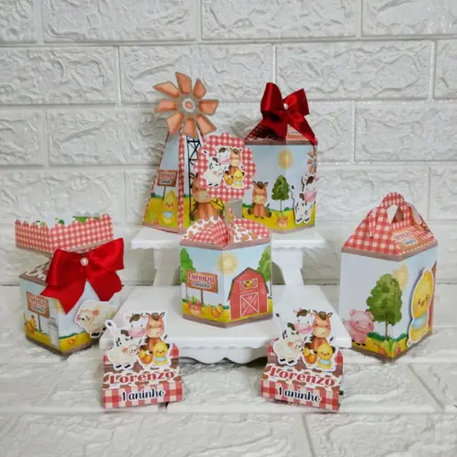 Kit 30 Peças Lembrancinhas Personalizadas Fazendinha Vermelh