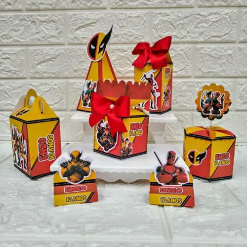 Kit 45 Peças Lembrancinhas Deadpool e Wolverine