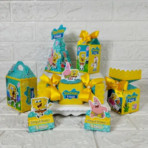 Kit 45 Peças Lembrancinhas Personalizadas Bob Esponja