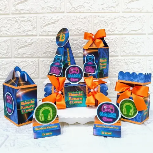 Kit 46 Peças Lembrancinhas Festa Neon Menino