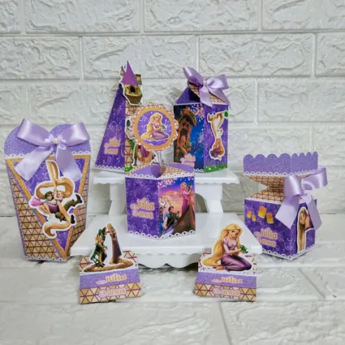 Kit 46 Peças Lembrancinhas Personalizadas Enrolados Rapunzel