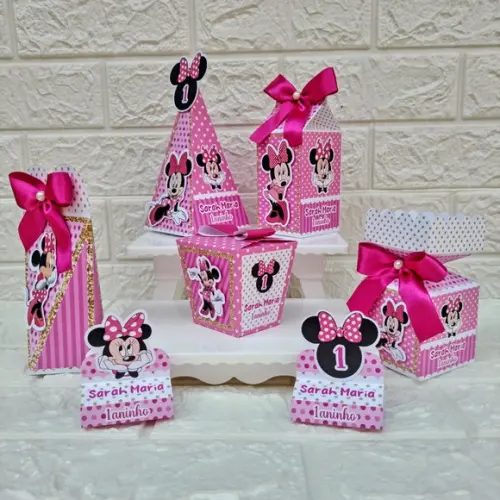 Kit 46 Peças Lembrancinhas Personalizadas Minnie Rosa