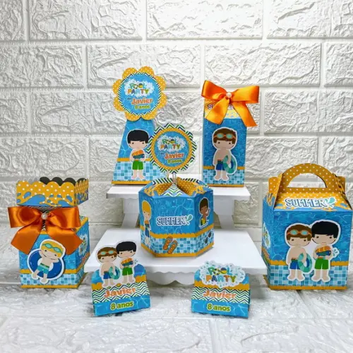 Kit 46 Peças Lembrancinhas Personalizadas Pool Party Menino