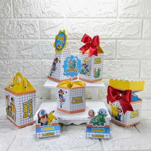Kit 50 Caixas Lembrancinhas Personalizadas Pokemon