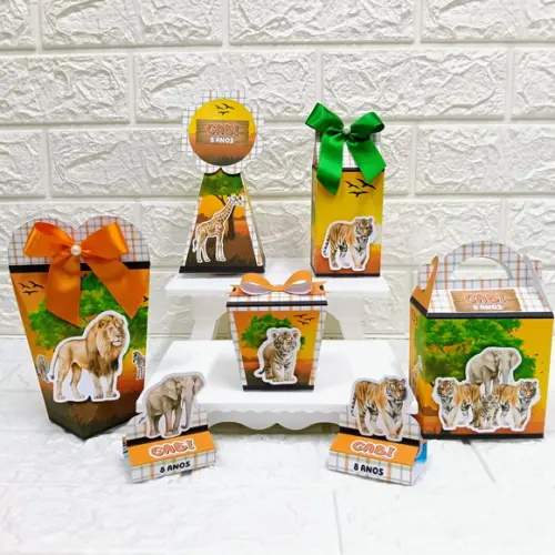 Kit 50 Caixas Lembrancinhas Personalizadas Sabana Africana