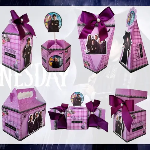 Kit 60 Peças Lembrancinha Personalizada Wandinha Personagens