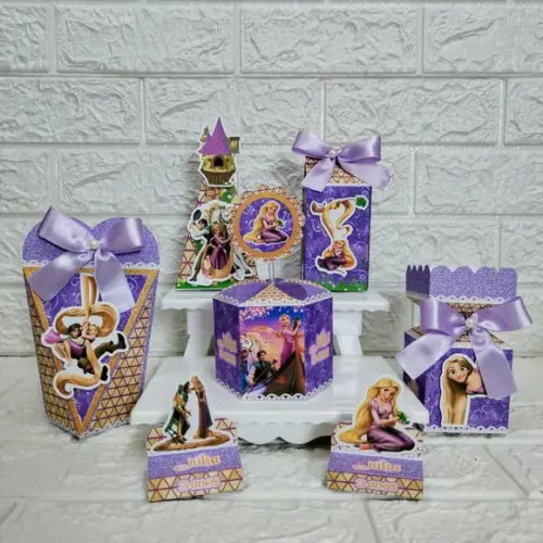 Kit 60 Peças Lembrancinhas Personalizadas Enrolados Rapunzel