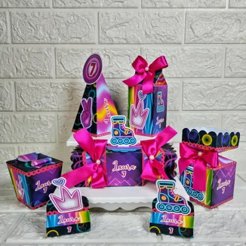 Kit 60 Peças Lembrancinhas Personalizadas Festa Neon Menina