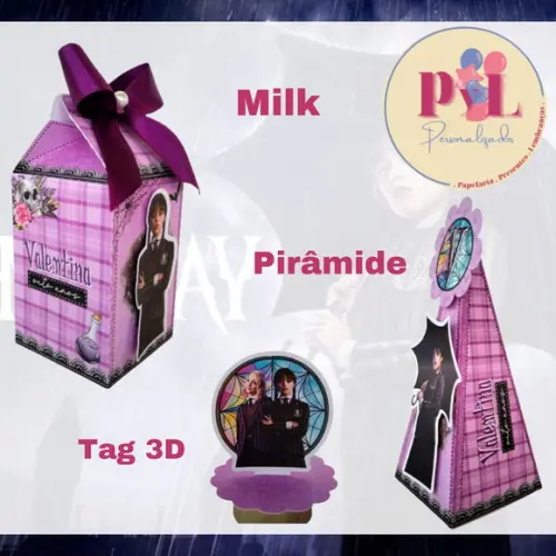 Kit 75 Peças Lembrancinha Personalizada Wandinha Personagens