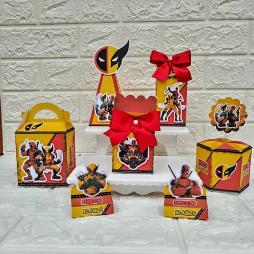 Kit 75 Peças Lembrancinhas Deadpool e Wolverine