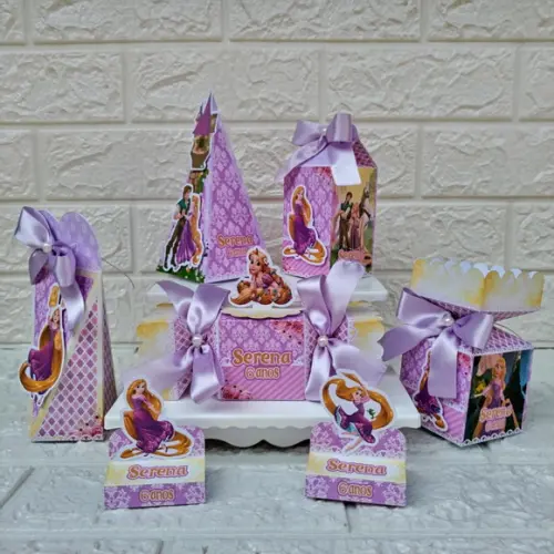 Kit 75 Peças Lembrancinhas Enrolados Rapunzel Aquarelado